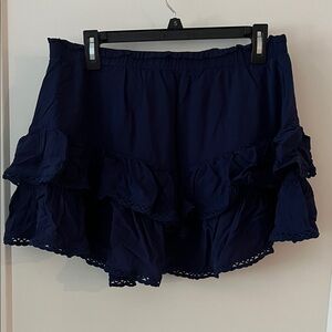 Navy Blue Women's Ruffled Shorts
